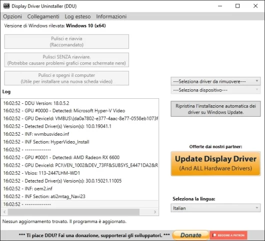 Disinstallare i driver della scheda video su Windows