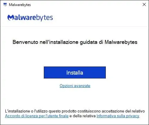 Installazione di Malwarebytes