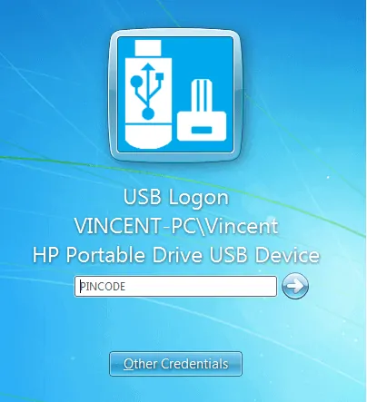 VSUsbLogon logon screen pin