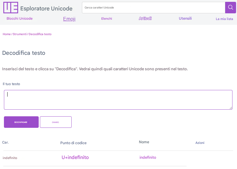 Strumento di decodifica